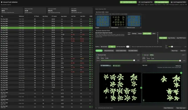 Mac Companion validation workspace comparing benchmark masks, overlays, and imported captures.